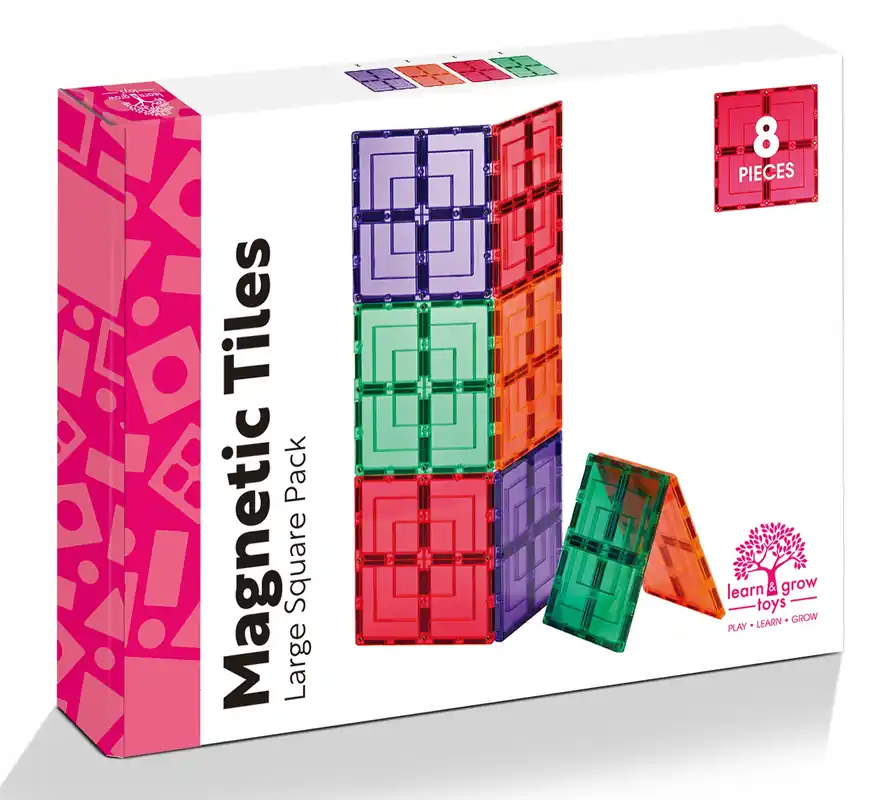 Beperkte Voorraad Learn And Grow - Magnetisch constructiespeelgoed Large Square Pack - 8 stuks