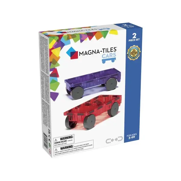 Exclusieve Aanbieding Magna Tiles - 2 stuks Cars Rood/Paars Auto's Clear Colors - Constructiespeelgoed