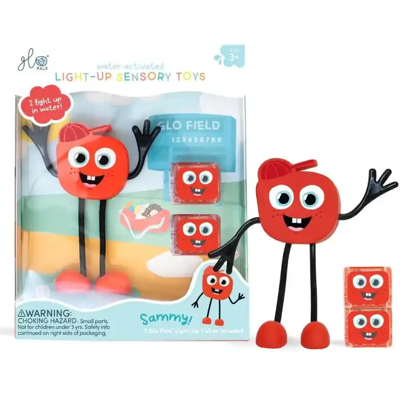 Gratis Retour Glo Pals - sensorische lichtgevende blokjes voor in bad of sensorisch spel - Sammi - 2 stuks incl. speelvriendje