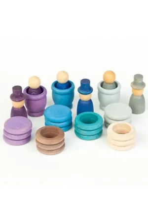 Beperkte Voorraad Grapat - Houten nins® poppetjes met ringen en schijfjes winter 27-delig - Grapat
