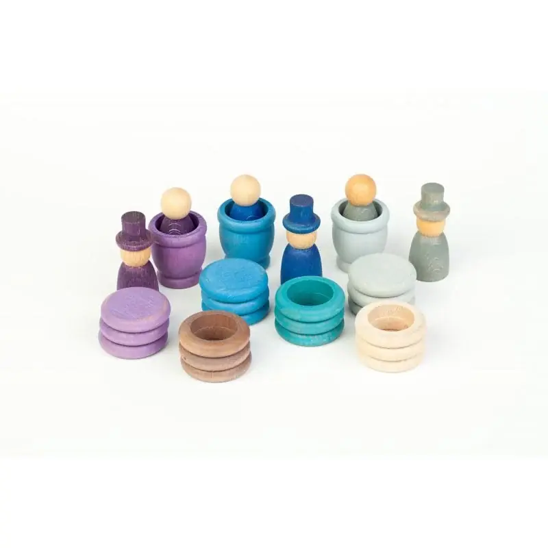 Beperkte Voorraad Grapat - Houten nins® poppetjes met ringen en schijfjes winter 27-delig - Grapat