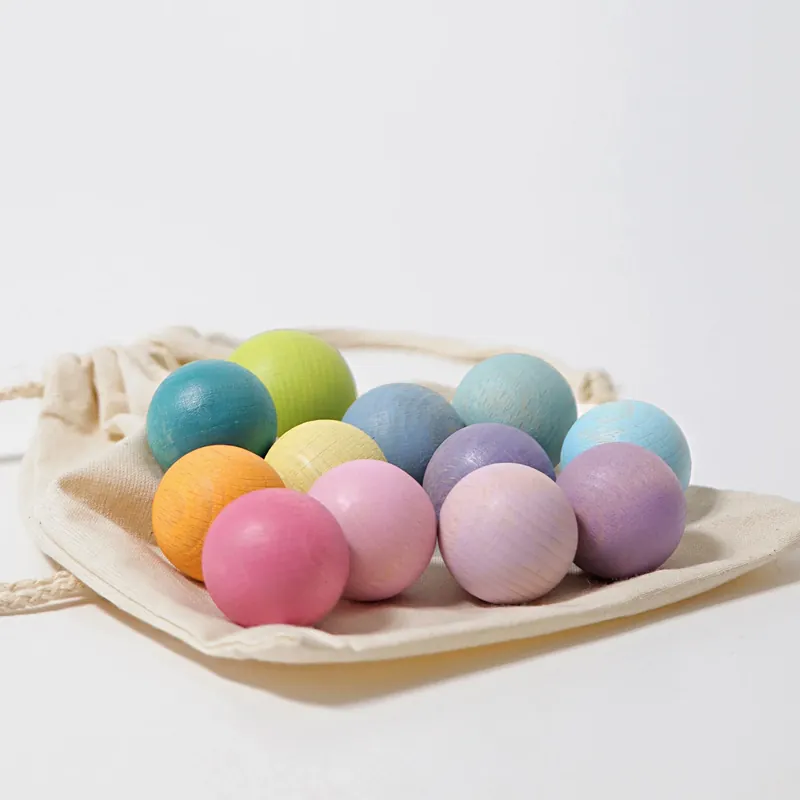 Grimm's - 12 houten ballen pastel 3,5cm Gecertificeerd
