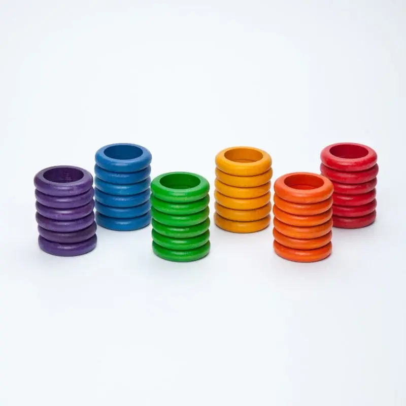 Koop Vandaag Grapat - 36 houten ringen regenboog - Grapat