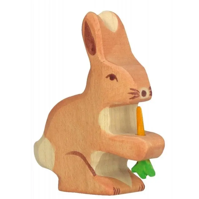 Bestseller Holztiger - Houten Dieren - Haas met wortel 6 cm