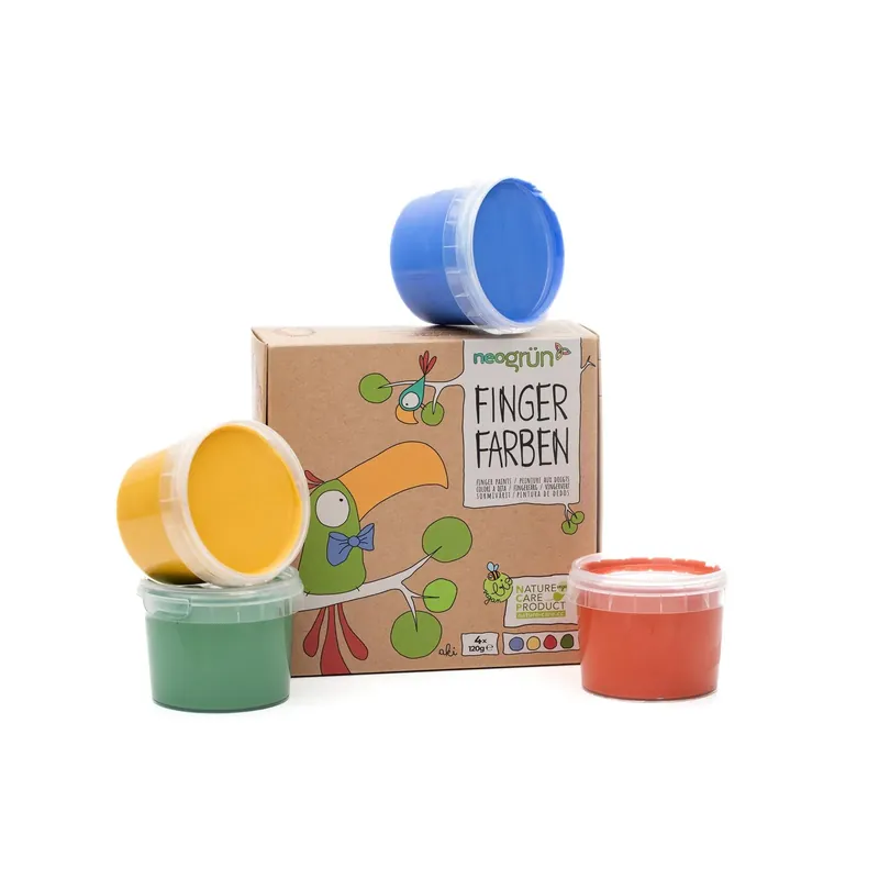 Beperkte Voorraad Neogrün - Vingerverf set Aki - groen, geel, rood en blauw