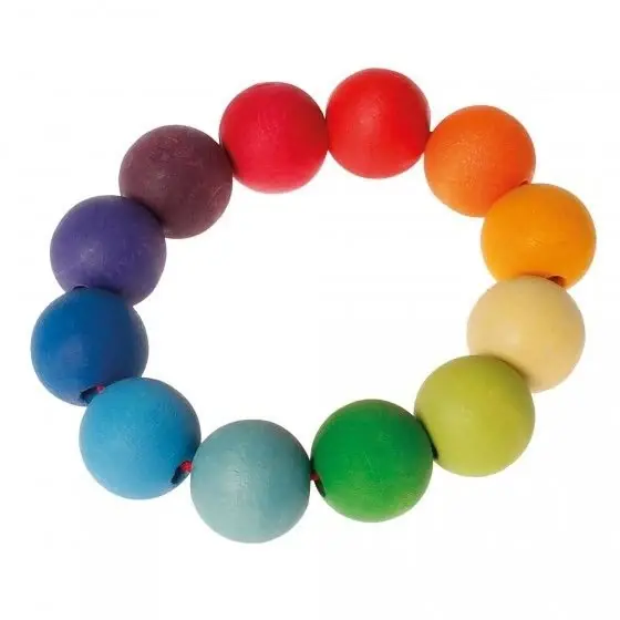 Grimm's - Houten Grijpspeeltje Kralenring - Regenboog Betaalbaar