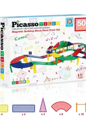 Alleen Vandaag PicassoTiles - 50 stuks Race Track Building Blocks Magnetisch constructiespeelgoed