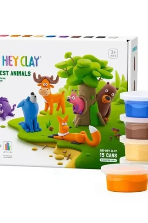 Hey Clay - interactieve boetseerkleiset - 6 Bosdieren (15 potjes) Direct Verzonden
