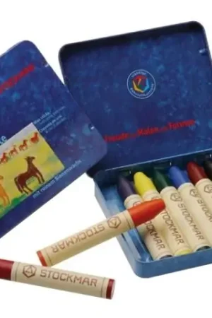 Stockmar - 8 (bijenwas)krijtjes-stiftjes in blik - met zwart Lage Prijs