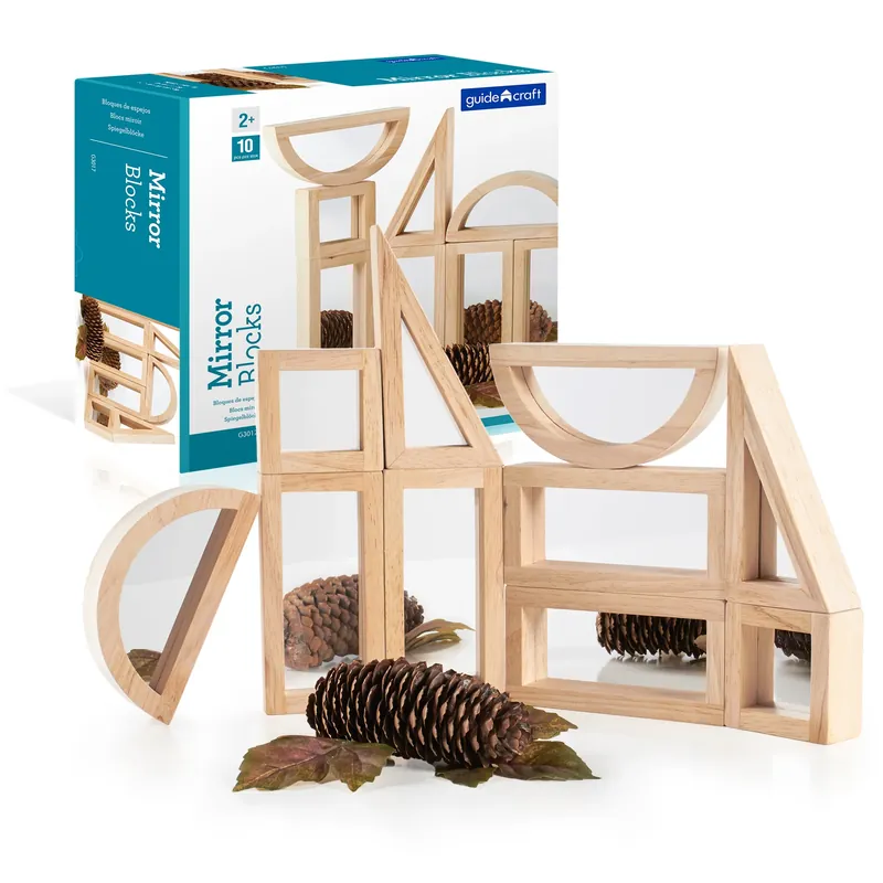 Guidecraft - 10 houten blokken met spiegelvenster Weekendaanbieding