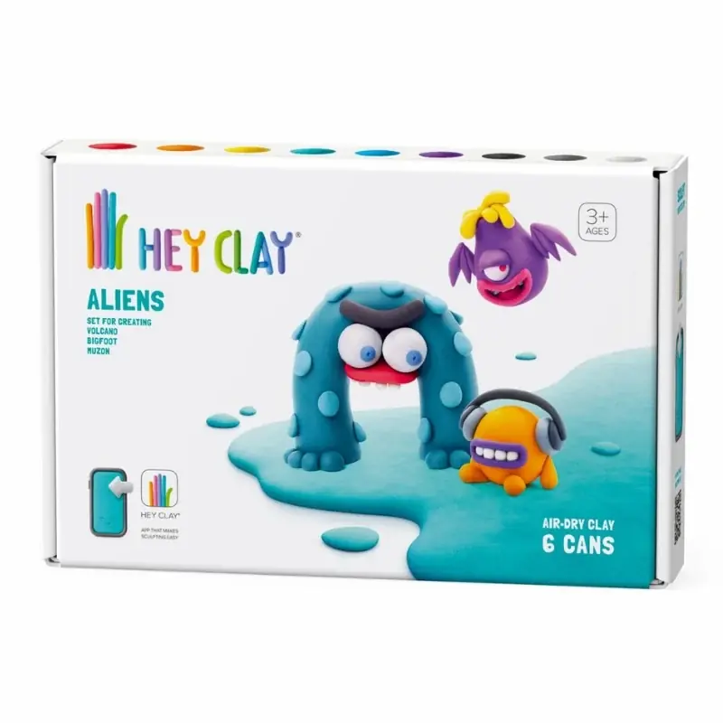 Hey Clay interactieve boetseerkleiset - 3 aliens - Volcano Bigfoot en Muzon (6 potjes) Snelle Levering