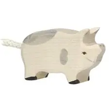 Must-Have Holztiger - Houten Dieren - Biggetje gevlekt 7 cm