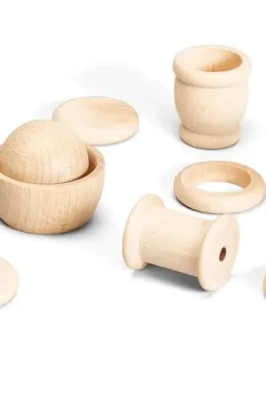 Beste Prijs Grapat - 10 houten vormen Treasure Basket - naturel