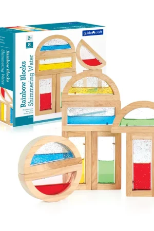 Guidecraft - 8 houten blokken gevuld met glinsterend water Aanbieding
