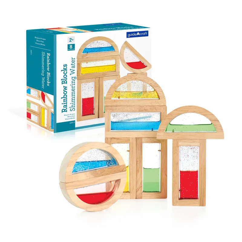 Guidecraft - 8 houten blokken gevuld met glinsterend water Aanbieding