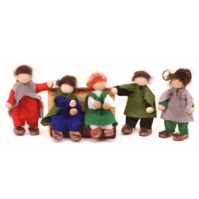 Merkproduct Magic Wood Houten 5 Halflings Poppen Voor bij boomhuis