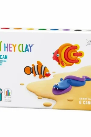 Alleen Vandaag Hey Clay interactieve boetseerkleiset - 3 oceaandieren - discusvis clownvis en aal (6 potjes)