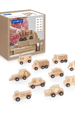 Guidecraft - 10 houten voertuigen (trucks) Lage Prijs