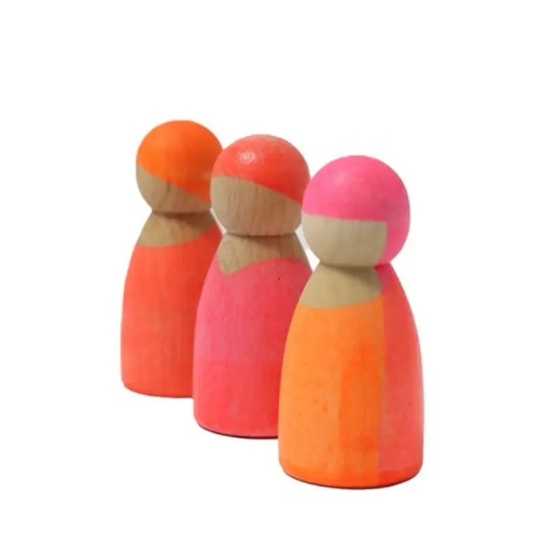 Populair Grimm's - Houten vriendjes - neon roze - 3 stuks