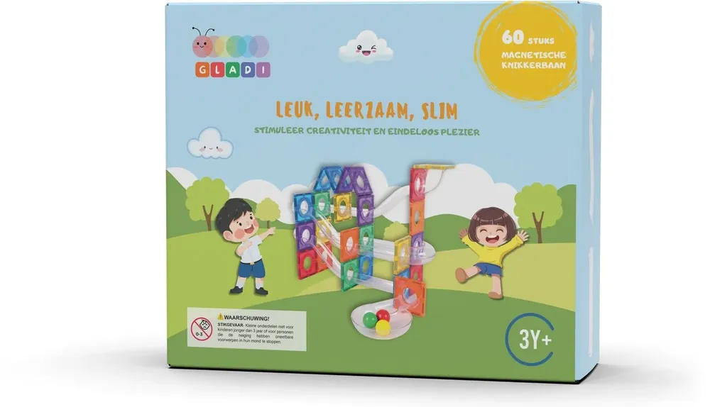 Lage Kosten Gladi Tiles - 60 stuks knikkerbaan - Magnetic Tiles - Magnetisch Speelgoed