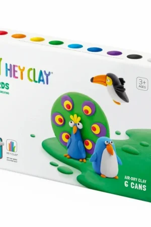 Hey Clay interactieve boetseerkleiset - 3 vogels - pinguin toekan en pauw (6 potjes) Gecertificeerd