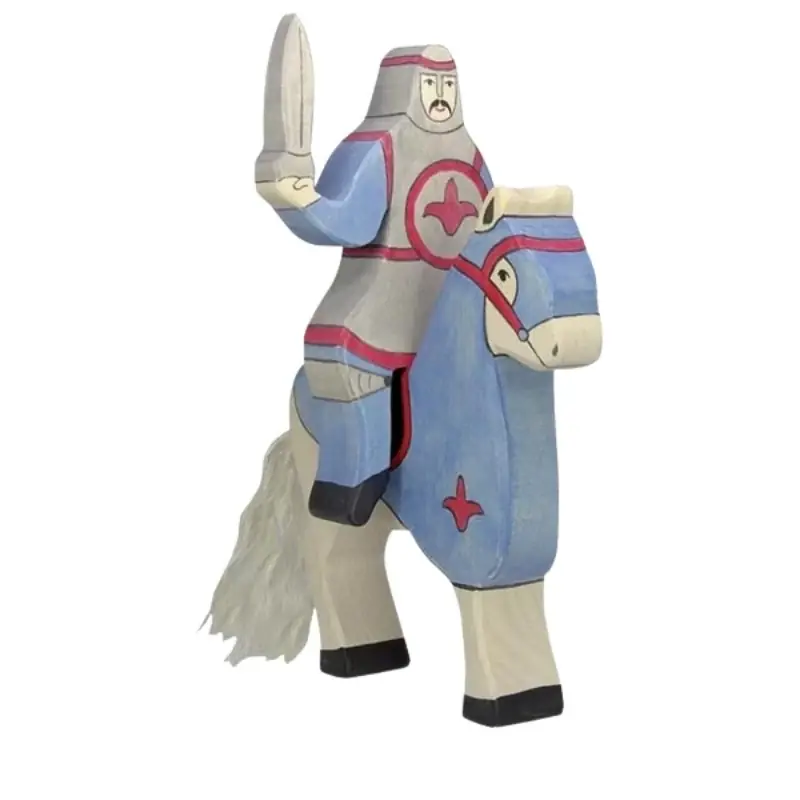 Must-Have Rijdende ridder met zwaard blauw (zonder paard) 17,5 cm - Holztiger