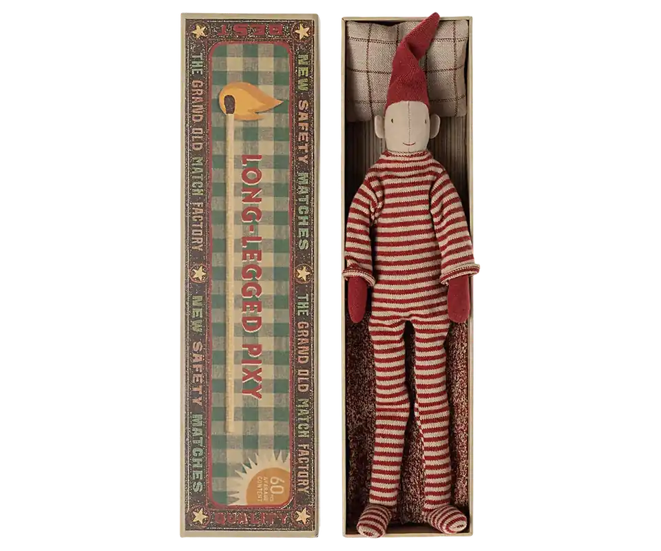 Direct Beschikbaar Maileg - Pixy Kerst met lange benen in luciferdoosje - 34cm