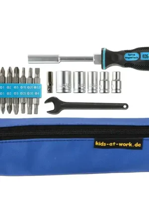 Schroevendraaier combiset met bitjes en doppenset - Kids at Work Weekendaanbieding
