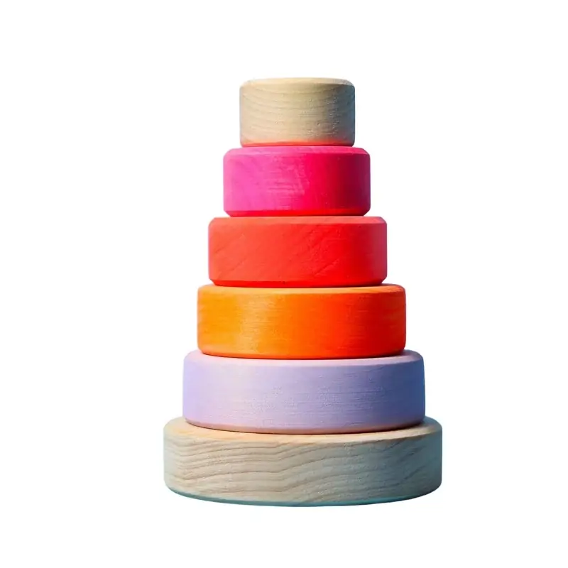 Laatste Versie Grimm's - Houten stapeltoren klein - neon roze