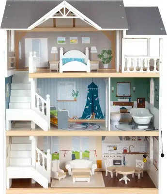 small foot - Groot Villa Poppenhuis met Meubels Tijdelijk Beschikbaar