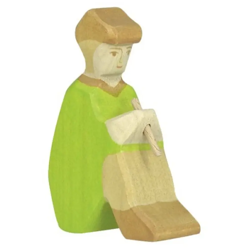 Aanbieding Zittende herder met fluit 9 cm - Holztiger