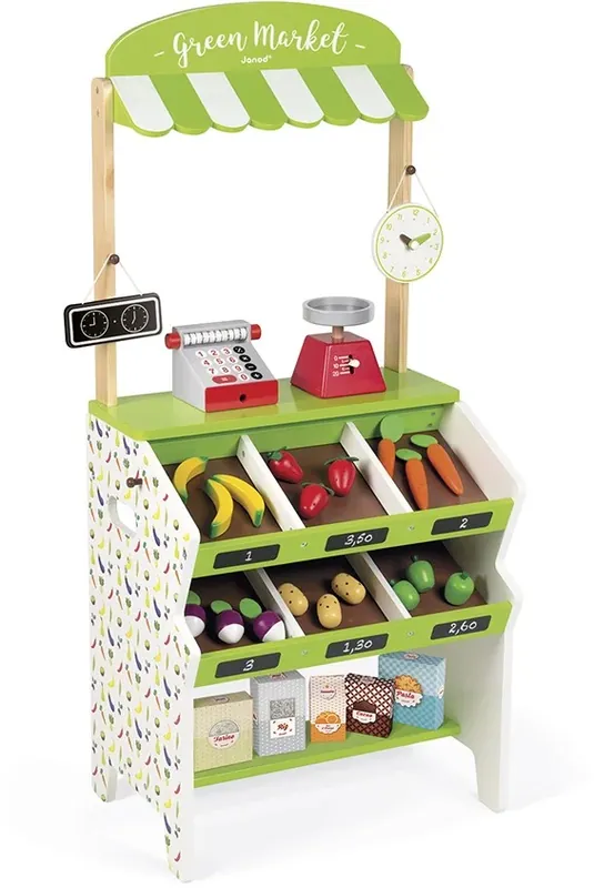 Janod - Houten kinderwinkel - Green market - 32-delig Aanbieding