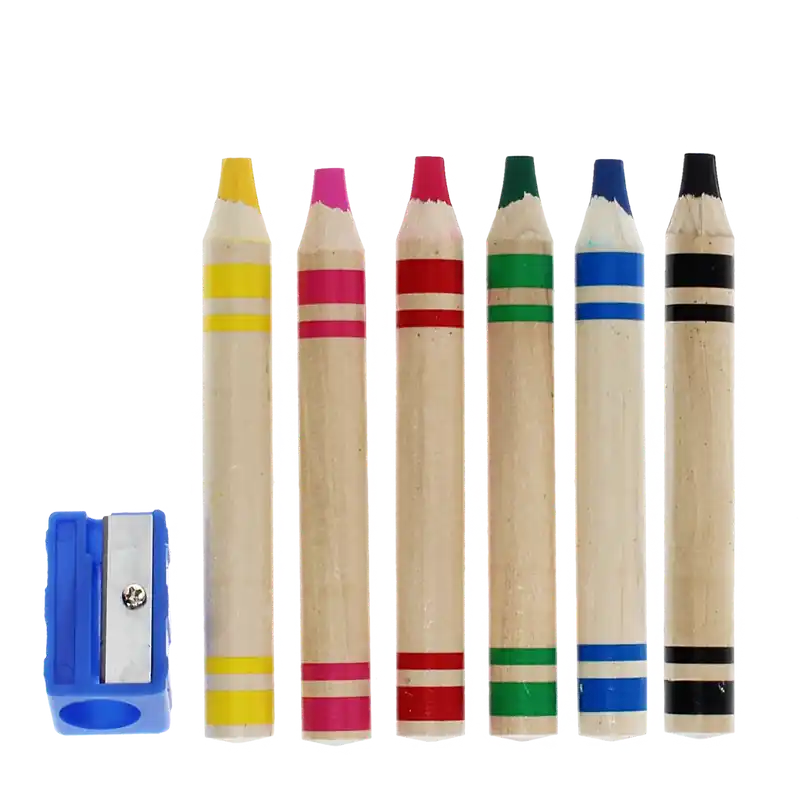 Rex London - Jumbo Houten Kleurpotloden met Puntenslijper (6 stuks) Snelle Levering