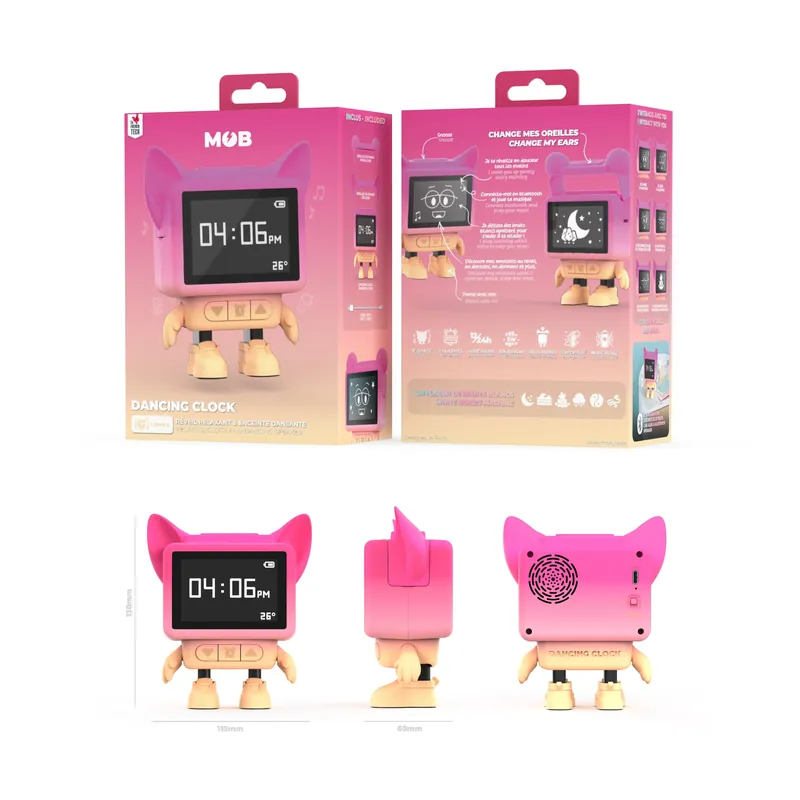 MOB - Dancing Clock wekker & speaker - Roze Dagaanbieding