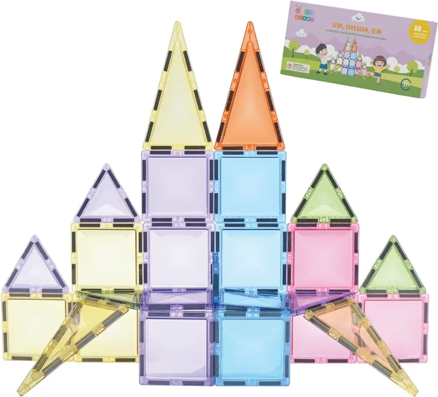 Superprijs Gladi Tiles - 30 stuks Pastel - Magnetic Tiles - Magnetisch Speelgoed
