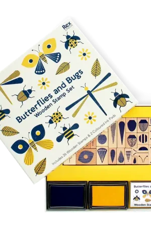 Aanbieding Rex London - Houten stempelset Vlinders en Insecten