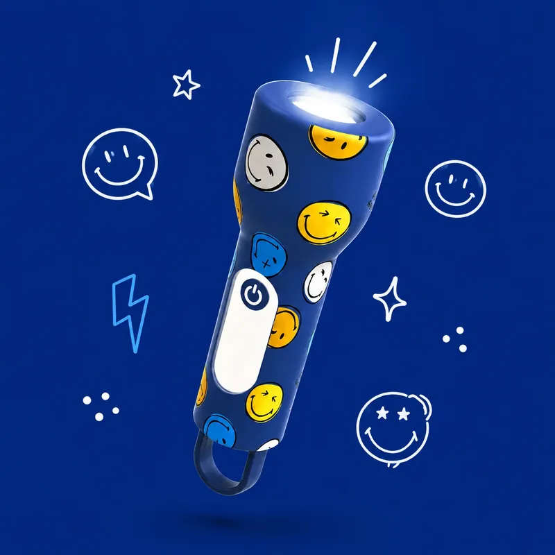 Direct Beschikbaar MOB x SmileyWorld - Glowy zaklamp nachtlampje - Blauw
