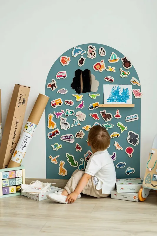Tix&Mix - Magnetische Muursticker Petrol 70x100cm + 2 Krijtjes Direct Verzonden