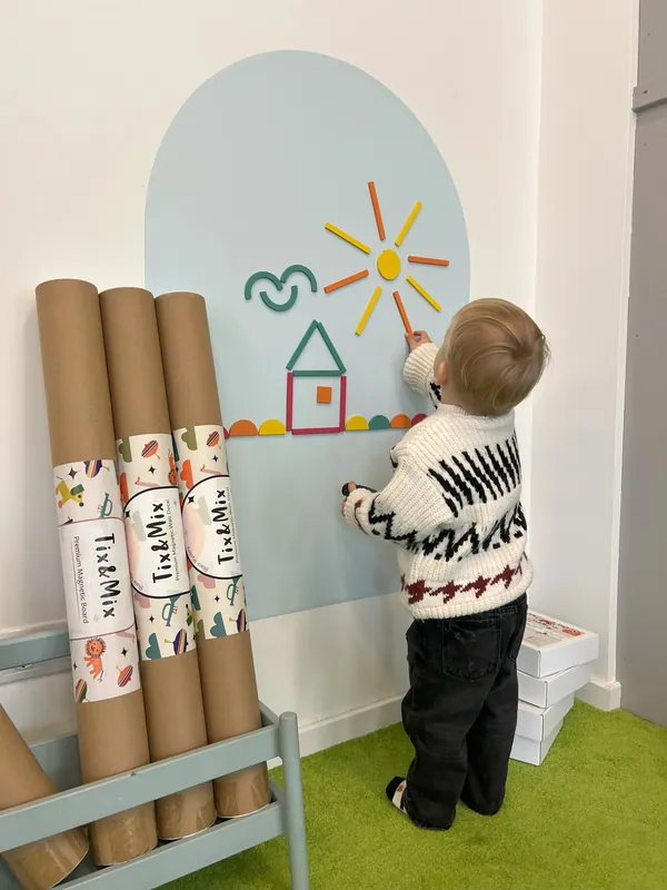Tix&Mix - Magnetische Muursticker Blauw + 2 Krijtjes Lage Prijs