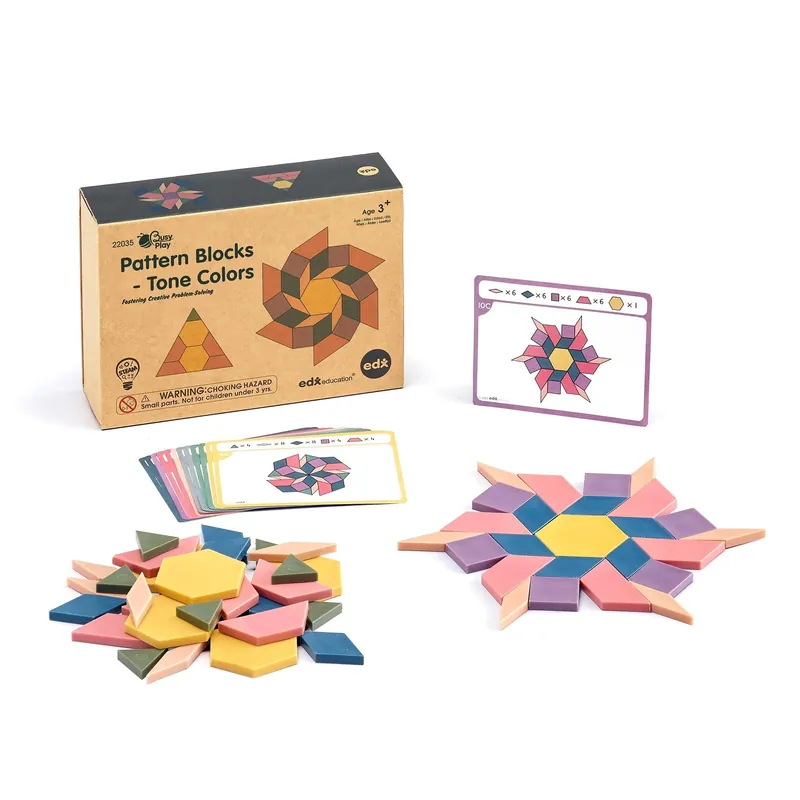 Edx Education - Patroonblokken Busy Play Zachte Kleuren - Set van 60 Gecertificeerd