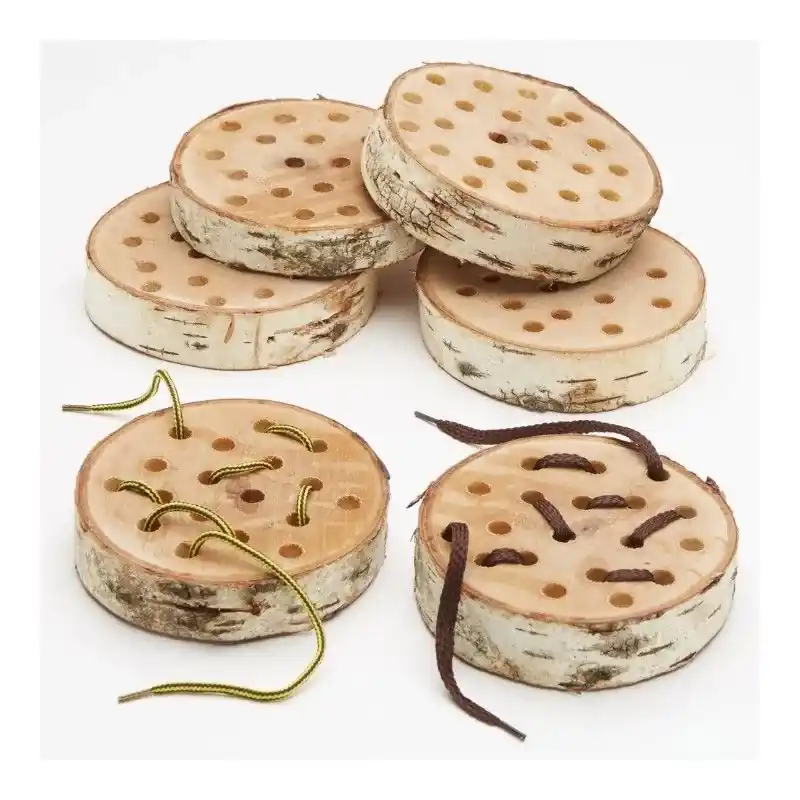 Cosy - Houten Rijgfiguren Mini (6 stuks) Laatste Kans