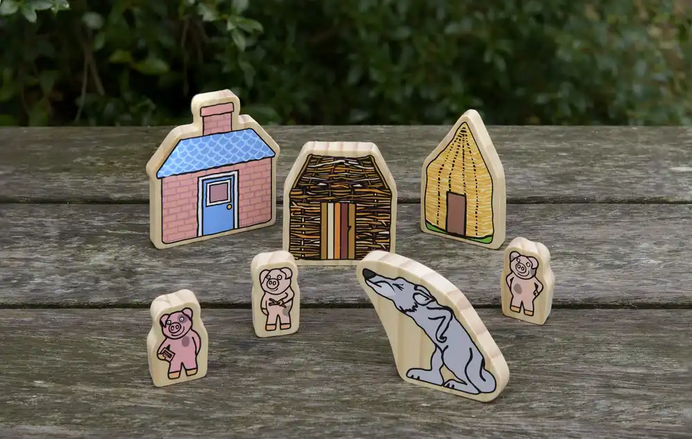 Yellow Door - De drie kleine varkens houten karakters Speciale Aanbieding