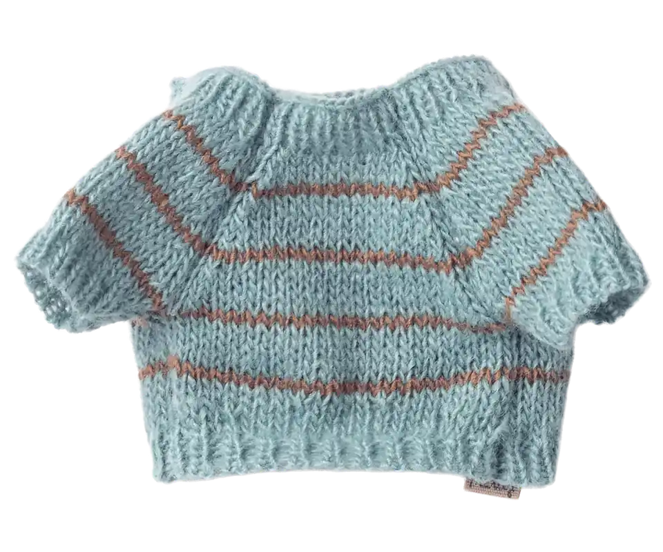 Maileg - Puppy Accessoire, Klein, Gebreide Trui - Dusty Blue Speciale Aanbieding