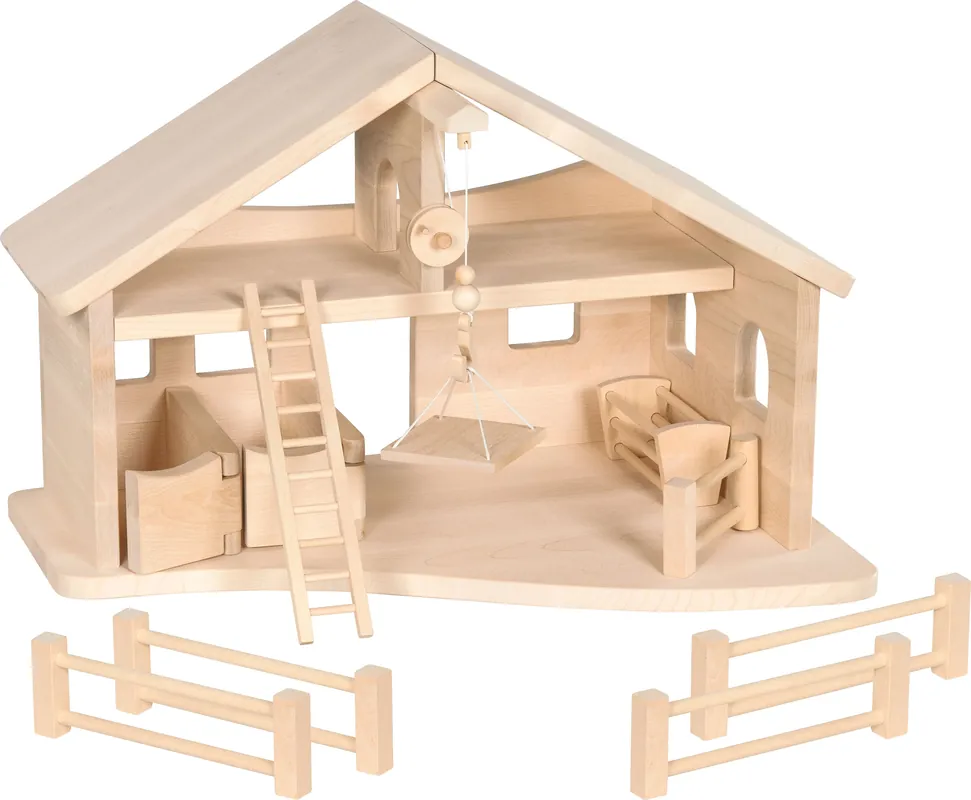 Holztiger - Houten stal met touw katrol Weekendaanbieding