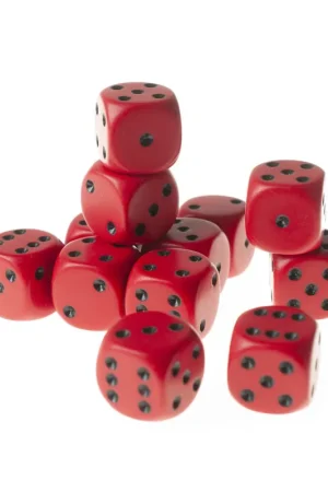 Dobbelsteenset 16 mm rood 12 stuks Exclusieve Aanbieding