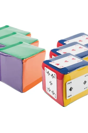 Dobbelsteen met 6 kleuren en 6 insteekzakjes 10 cm Koopje