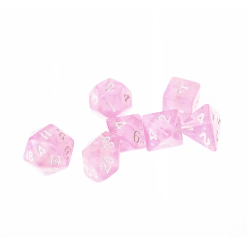 Favoriet Mini Dobbelsteenset RPG veelhoek Moonstone pink 7 stuks
