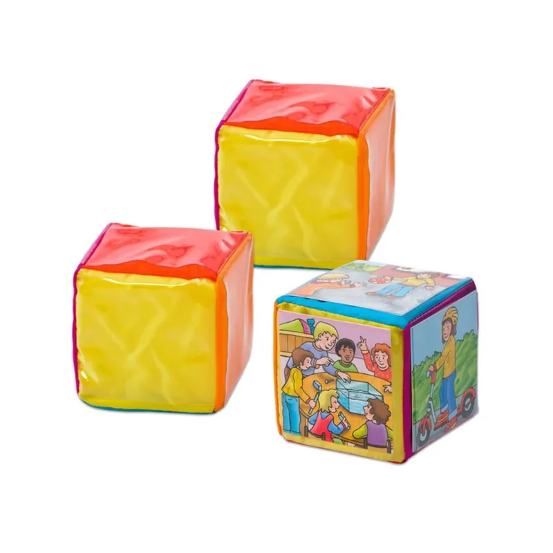 Betrouwbaar Dobbelsteen met 6 kleuren en 6 insteekzakjes 20 cm