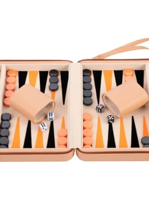 Backgammonspel in beige etui met rits Koop Online