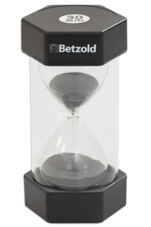 Reuze zandloper 30 minuten zwart 30 cm Gecertificeerd